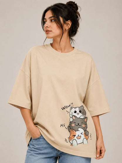 3 Cats WOW HI | 200 GSM Premium Oversized T-Shirt