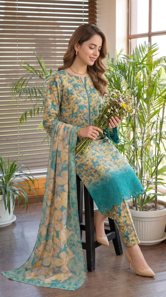 Unstitched Teal Green