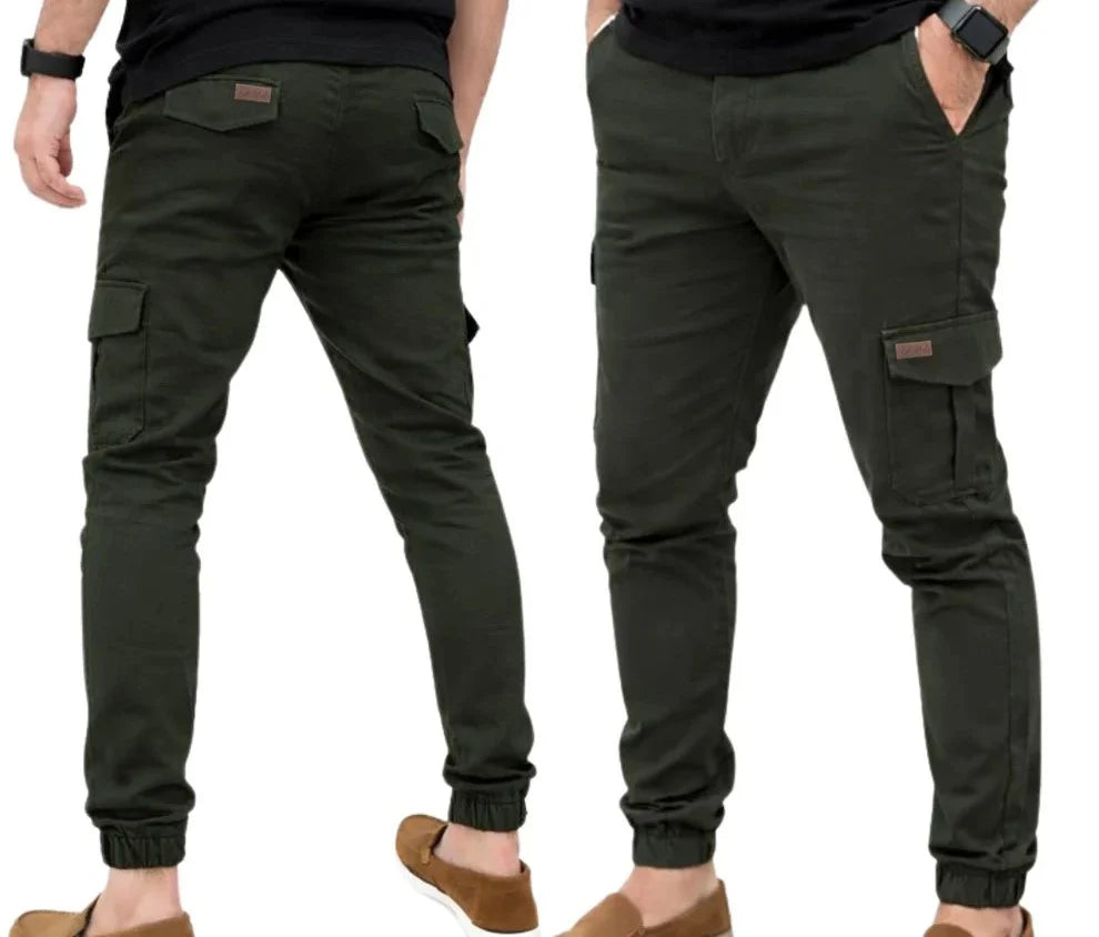 Stretchable Olive Cargo 6 Pocket Trouser