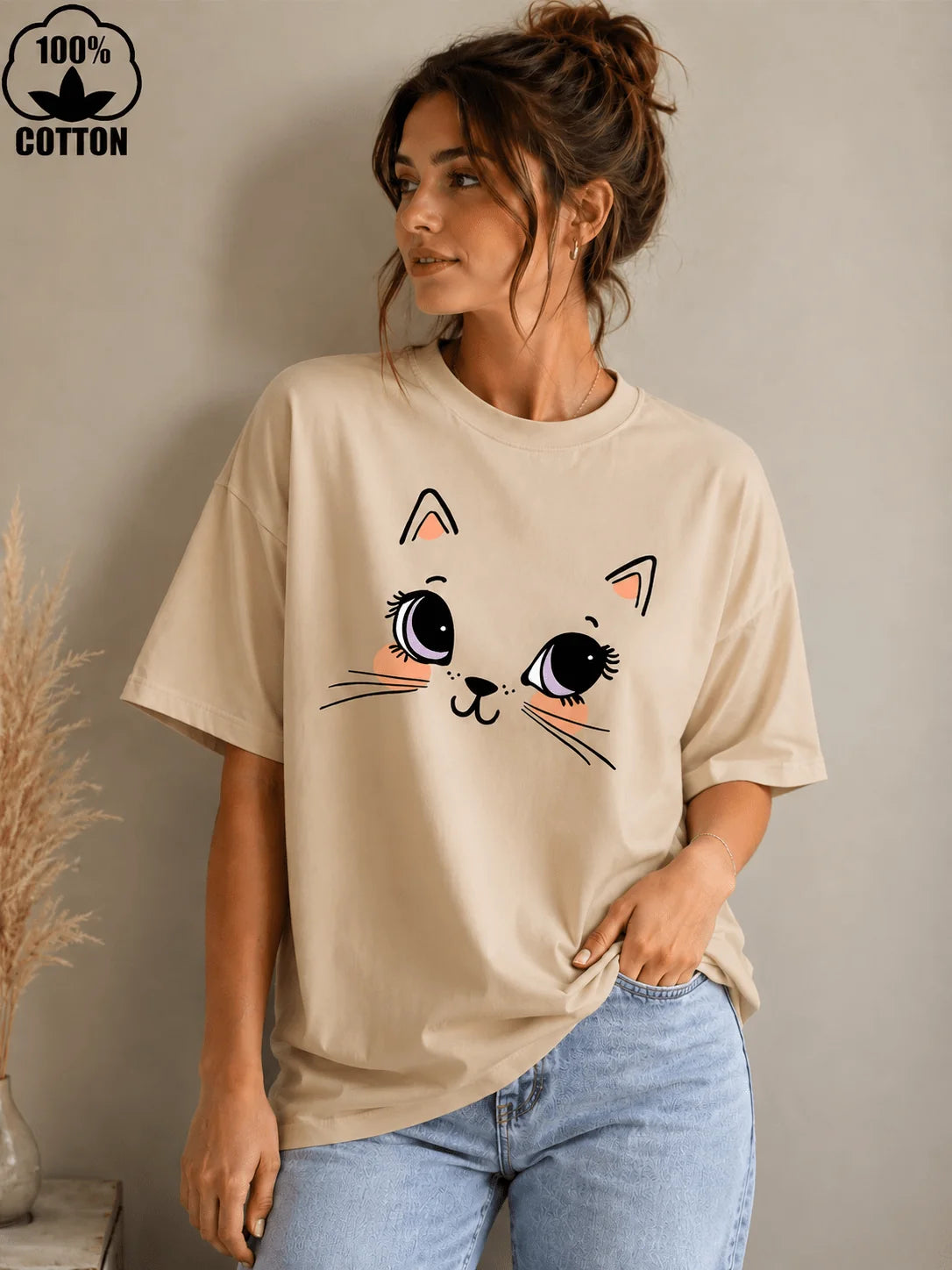 Cutie Cat | 190 GSM Premium Oversized T-Shirt