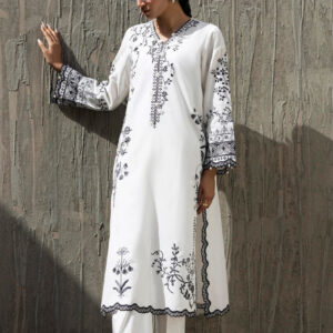 Stitched Embroidered Khaadi Silk Shirt+ Culotte